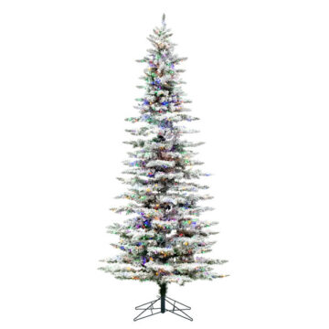 9' Slim Flocked Utica w/750 Multi LED LIghts