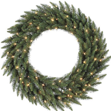 48" Camdon Fir Christmas Wreath, Warm White LED Mini Lights