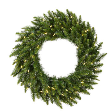 30" Camdon Fir Christmas Wreath, Warm White LED Mini Lights