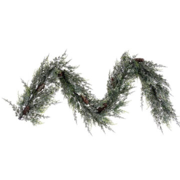 6' Artificial Snow Cedar Hanging Garland with Pinecones