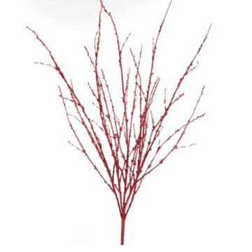 PLASTIC GLITTER TWIG BRANCH X 5, 37" RED