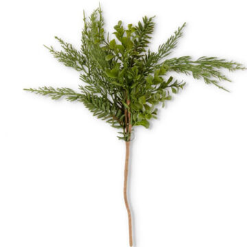 18 Inch Real Touch Boxwood and Mixed Pine Pick