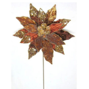 24" Regents Jewel Encrusted Poinsettia Copper/Brown