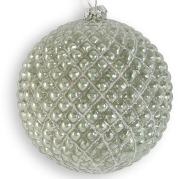 4" Sage Green Mercury Glass Hobnail Round Ornament