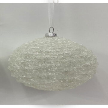 4" Glass Textured w/Sequin Ball Ornament Set/2