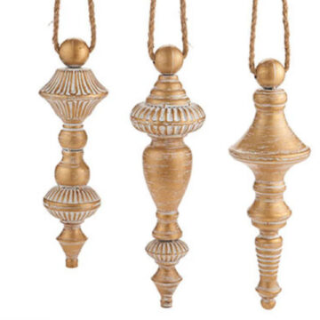 13.5" Gold Finial Ornaments Set/3