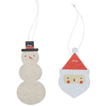 5-1/2" Handmade Recycled Paper Mache Christmas Ornament, Set/2