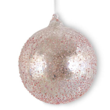 4.75 Inch Light Pink Textured Mercury Glass Round Ornament