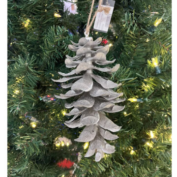 8.5 Inch Silver Glittered Shatterproof Pinecone Ornament