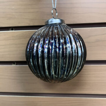 4" Brown/Silver Acid Finish Glass Ornament