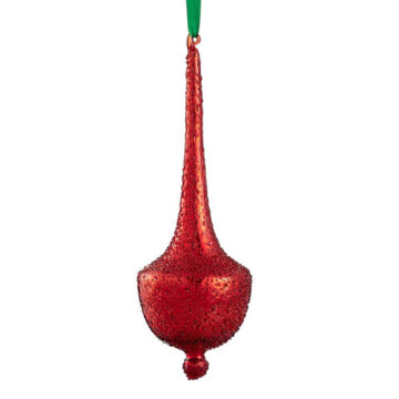 10" Beaded Glass Finial Ornament Red