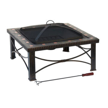 30" Square Slate Tile Wood Burning Fire Pit