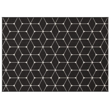 Urban Hex- Black Outdoor Rug by Treasure Garden