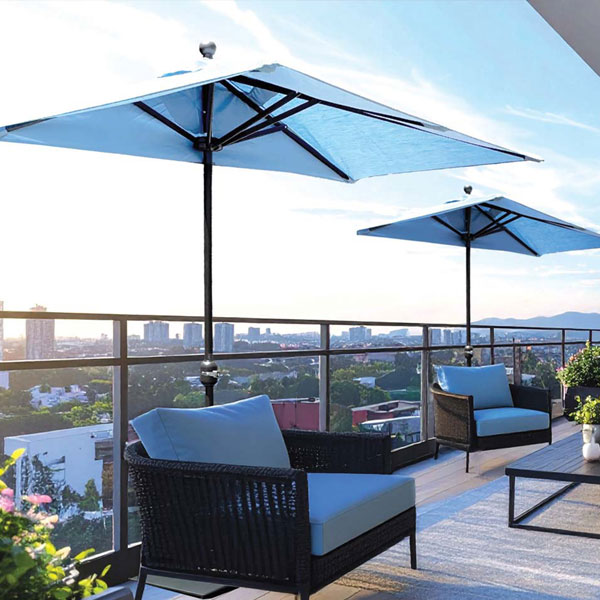 Half Wall 3.5' x 7' Umbrella w/Base by Galtech International