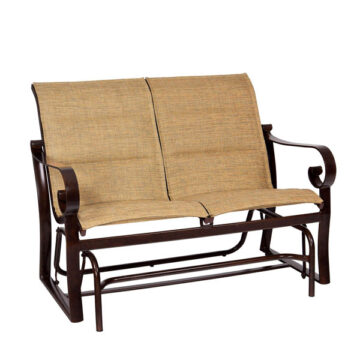 Belden Padded Sling Aluminum Loveseat Glider by Woodard