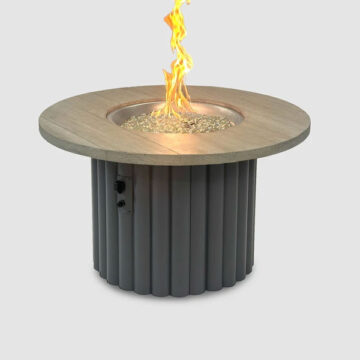 Riverie 42" Smokey Oak Top Round Fire Table by Outdoor Great Room