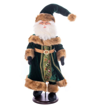 18" Green Velvet Santa Doll with Stand