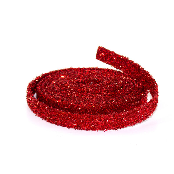 Glitter Rope (12 Rolls) 1” x 15'L Plastic-Red