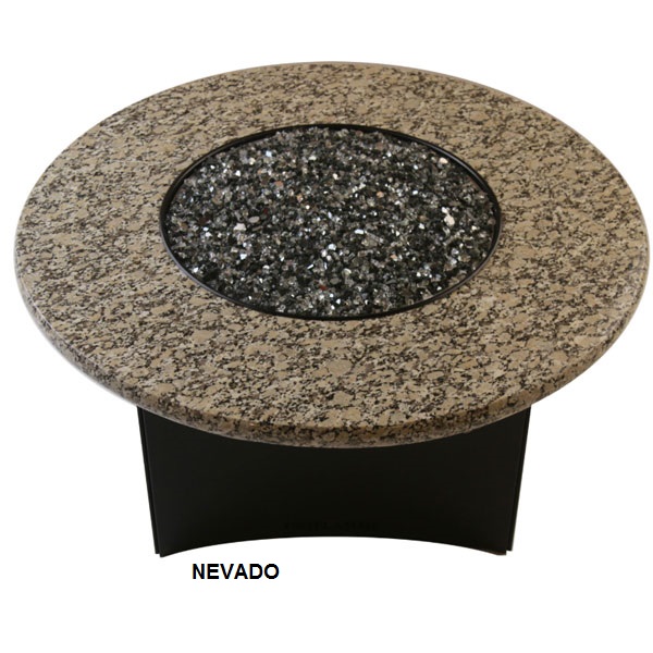 Oriflamme 32 Round Granite Top Firepit, Oriflamme Gas Fire Pit Table Silver Tiger Granite