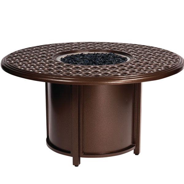 Casa Cast Aluminum Fire Table Chat Height Fire Table and Round burner by Woodard