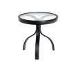 Deluxe Aluminum 18 Round Obscure Glass Top End Table by Woodard