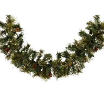 BATTERY OPERATED 9′ x 10″ Oregon Garland w/ 100 LED Lights
