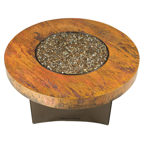 Seasonal Concepts Oriflamme 32 Mini, Oriflamme Rectangle Gas Fire Pit Table Hammered Copper